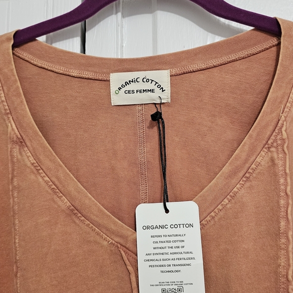 Ces Femme Organic Cotton Burnt Orange Top. NWT - Picture 3 of 13